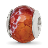 Sterling Silver Reflections Red Cracked Agate with Shell Stone Bead